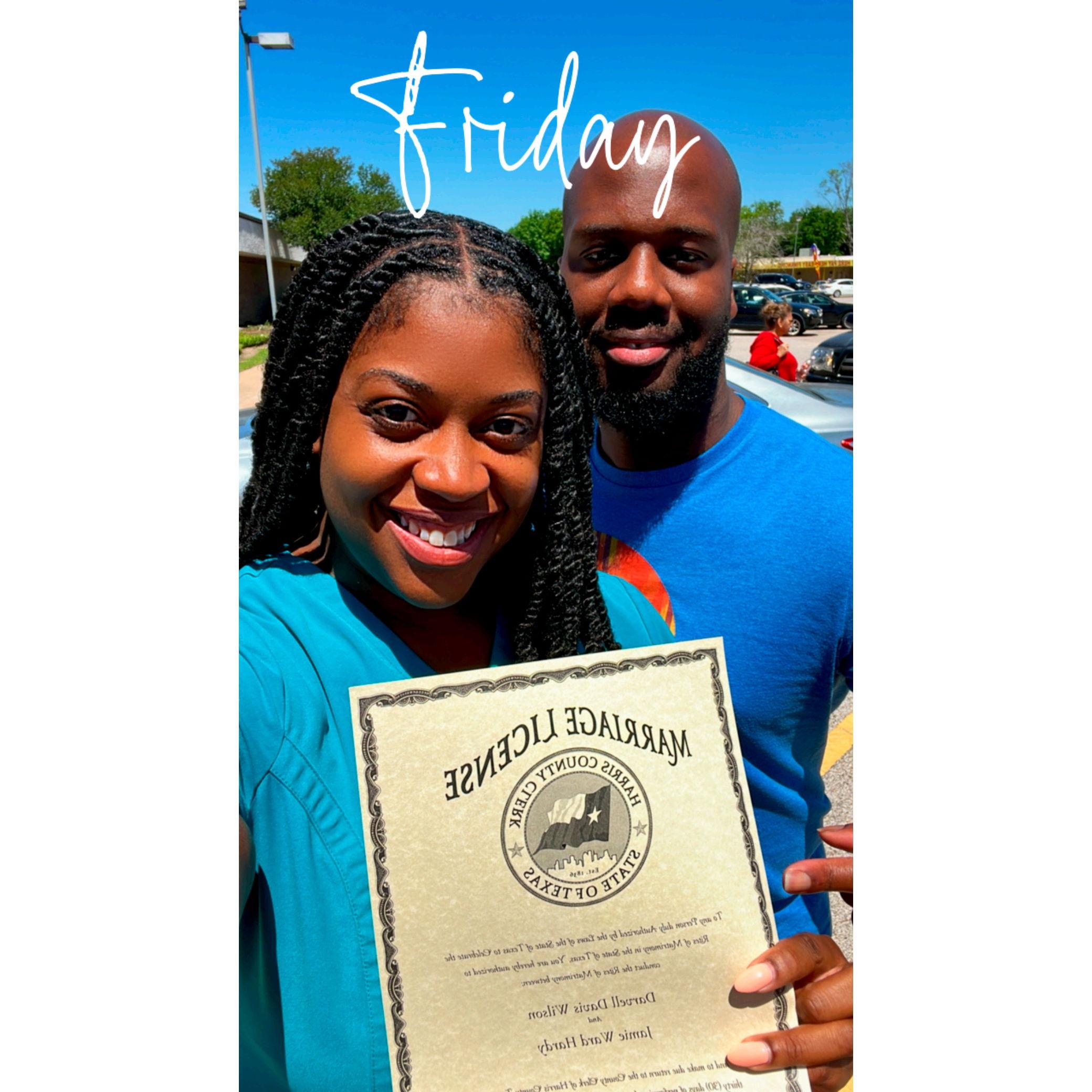 Signed our marriage license!