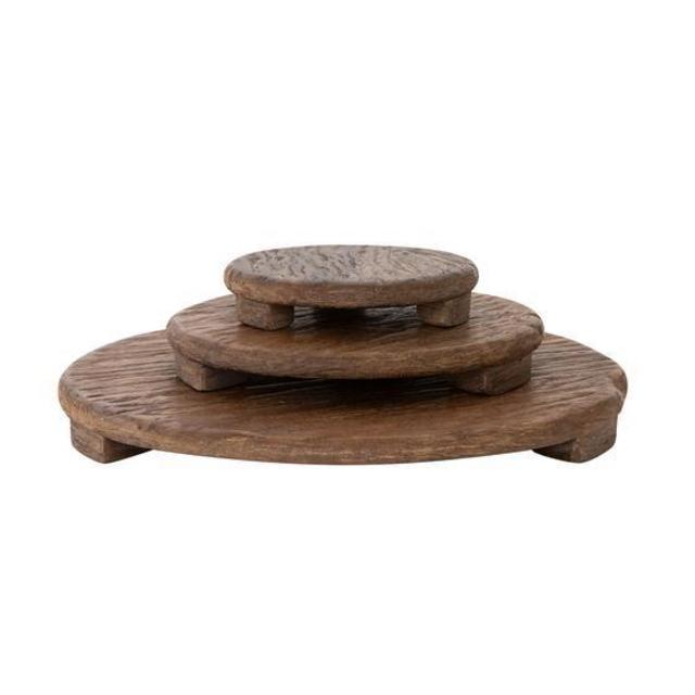 Mango Wood Carved Pedestal - Medium