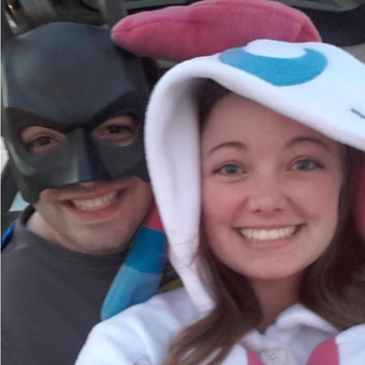 Our first Halloween together! We passed out candy to the neighborhood kids.