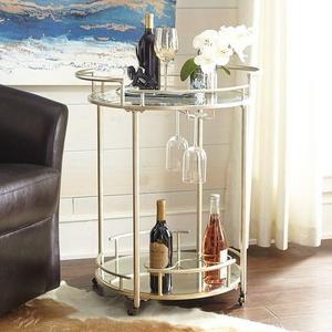 Champagne Round Bar Cart