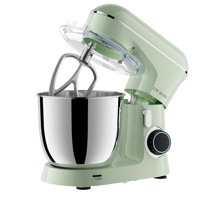 ZZR SEVEN Stand Mixer, Dough Mixer, Bread Mixer, Cake Mixer with Bowl SS 5.5 QT, 450W Copper Motor, Kitchen Electric Standing Mixer with Beater, Dough Hook, SS Egg Whisk (450W Green)