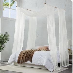 Double Canopy Bed Curtains - KING BEIGE
