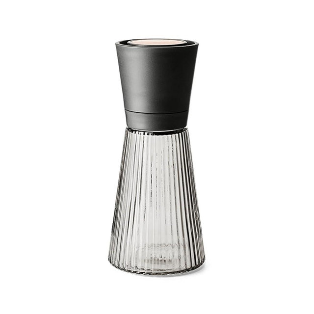 Rosendahl Grand Cru Nouveau Multi-Use Grinder - 6.7" Elegant Smoke Glass with Durable Black Plastic & Patinated Steel Top, Versatile Kitchen Tool for Spices and Herbs