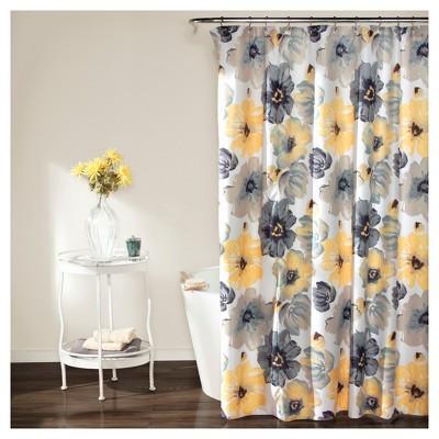 Leah Floral Shower Curtain Yellow/ Gray - Lush Decor®