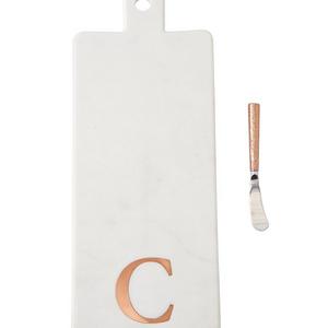 Letter M Mud Pie Marble & Copper Initial Board with Spreader