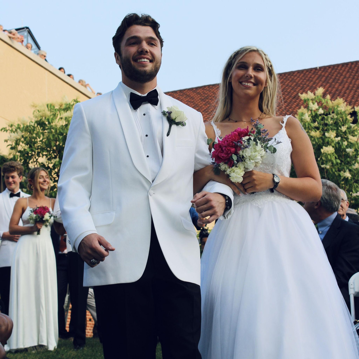 Our first time in a tux and white dress!