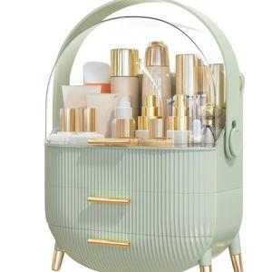Makeup Organizer Skincare Organizers - Cosmetic Display Cases with Transparent Cover, Skincare Organizers for Bathroom Countertop, Bedroom Vanity Desk, Lipstick Organizer, Green