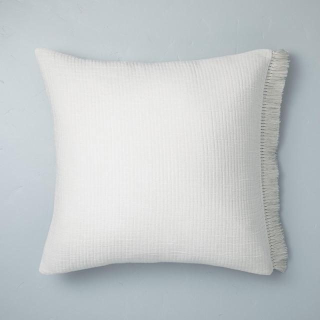 Euro Textured Fringe Pillow Sham Sour Cream - Hearth & Hand™ with Magnolia