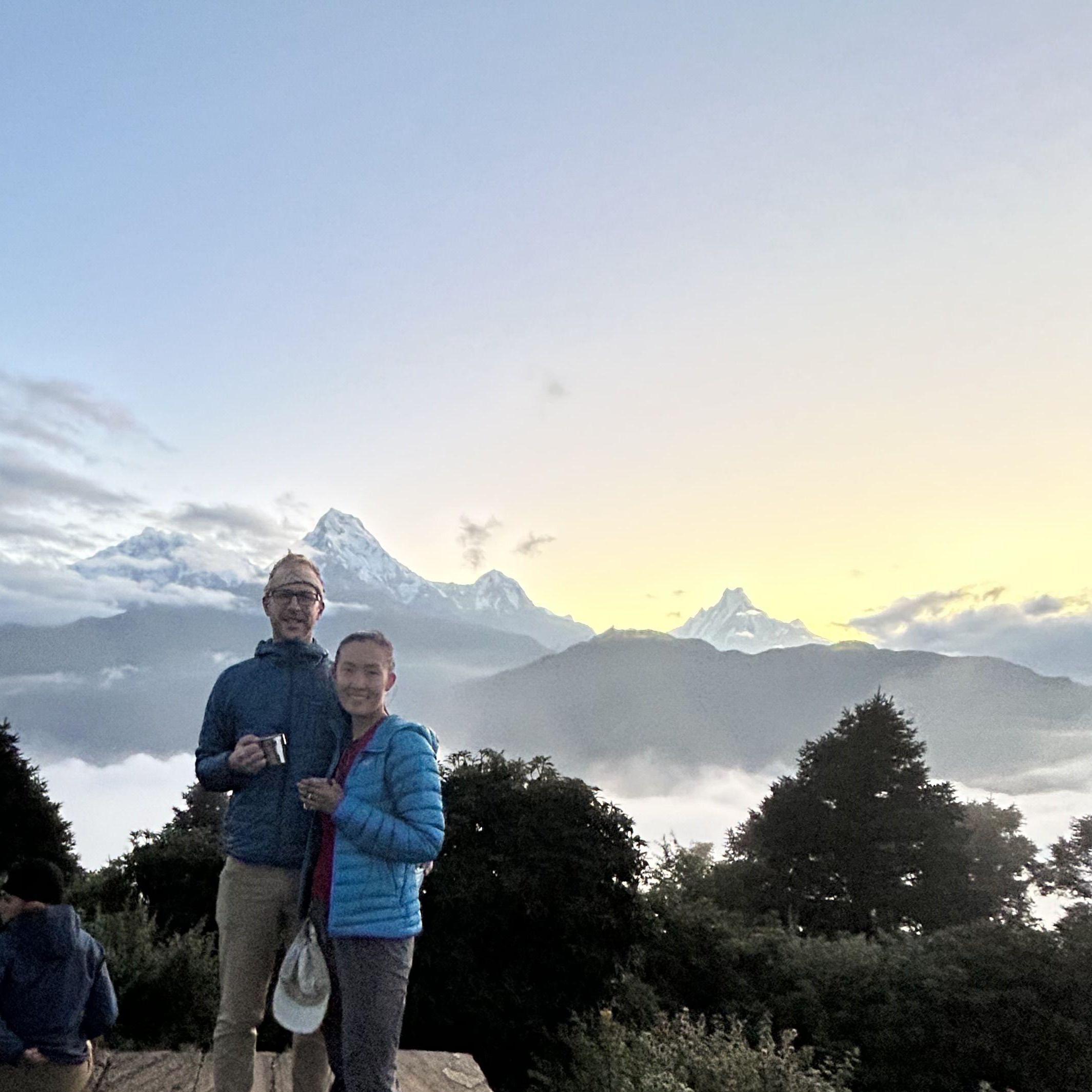 Coffee with the Annapurna mountain range