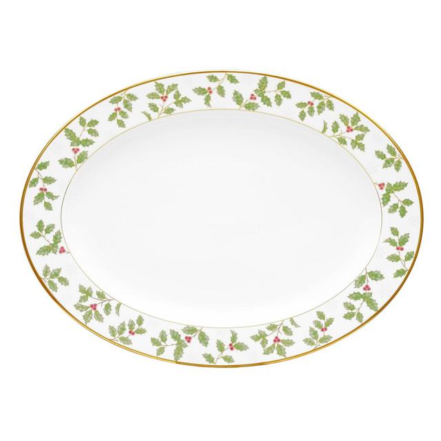Holly and Berry Gold Oval Platter