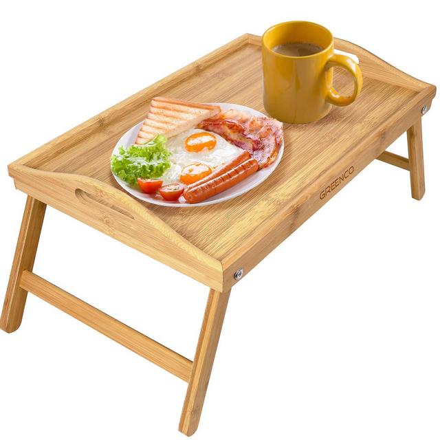 Greenco Foldable Bamboo Breakfast Table Serving Tray , Labtop Desk , Bed Table
