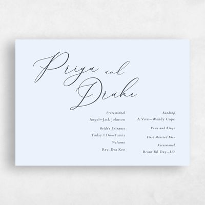 Light Sky, Blue Wedding Program - Merlo