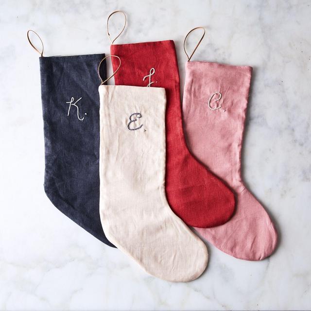Handmade Linen Stocking with Monogram Option