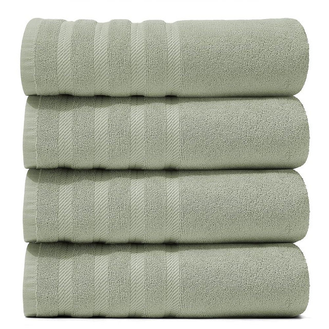 Hearth & Harbor Bath Towels for Bathroom - 100% Ring Spun Cotton Luxury Bathroom Towels - Soft & Highly Absorbent 4 Bath Towels, Sage Green