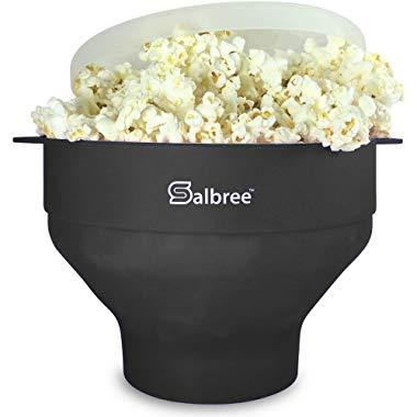 Original Salbree Microwave Popcorn Popper, Silicone Popcorn Maker, Collapsible Bowl BPA Free - 15 Colors Available (Black)