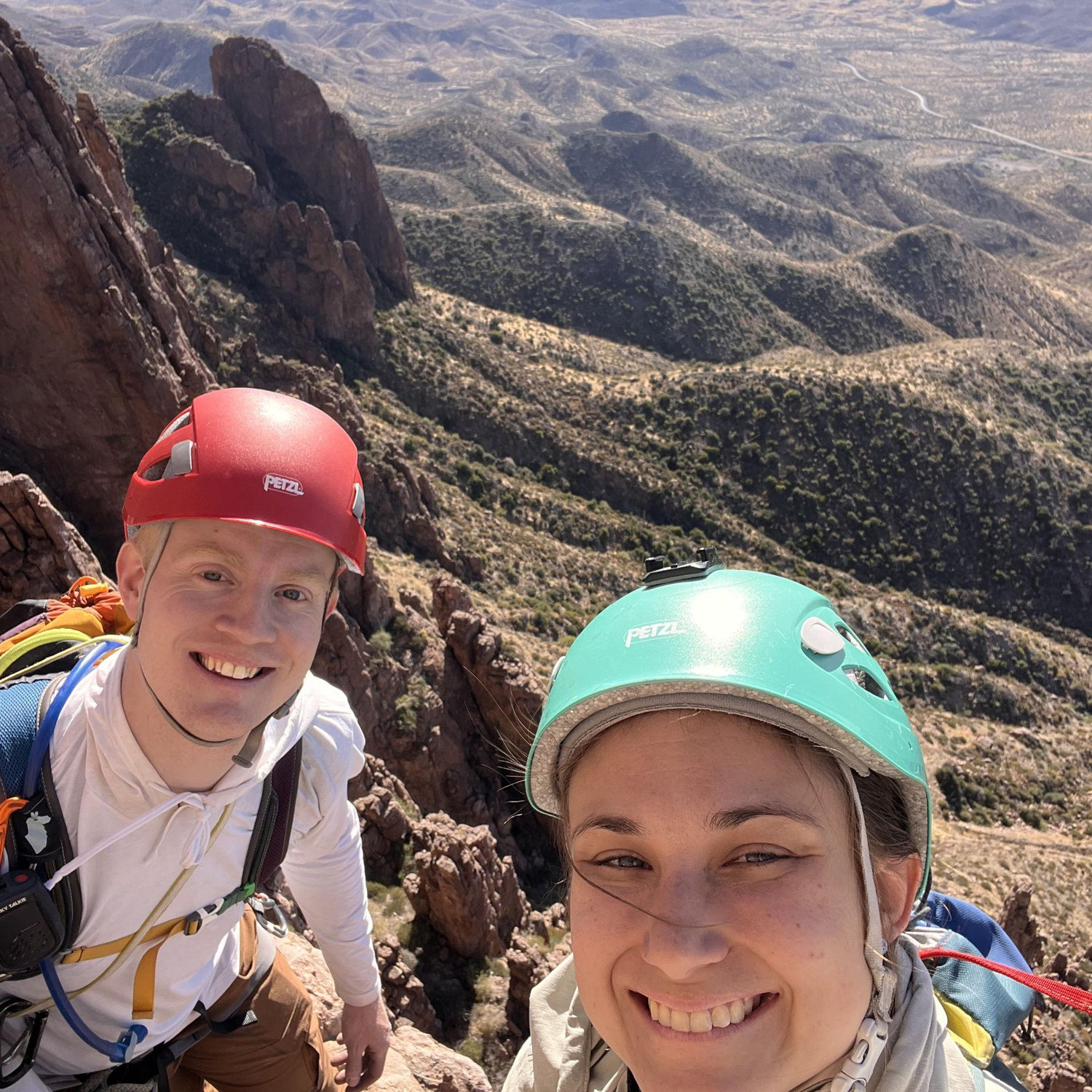 A multipitch climb in Superior, Arizona