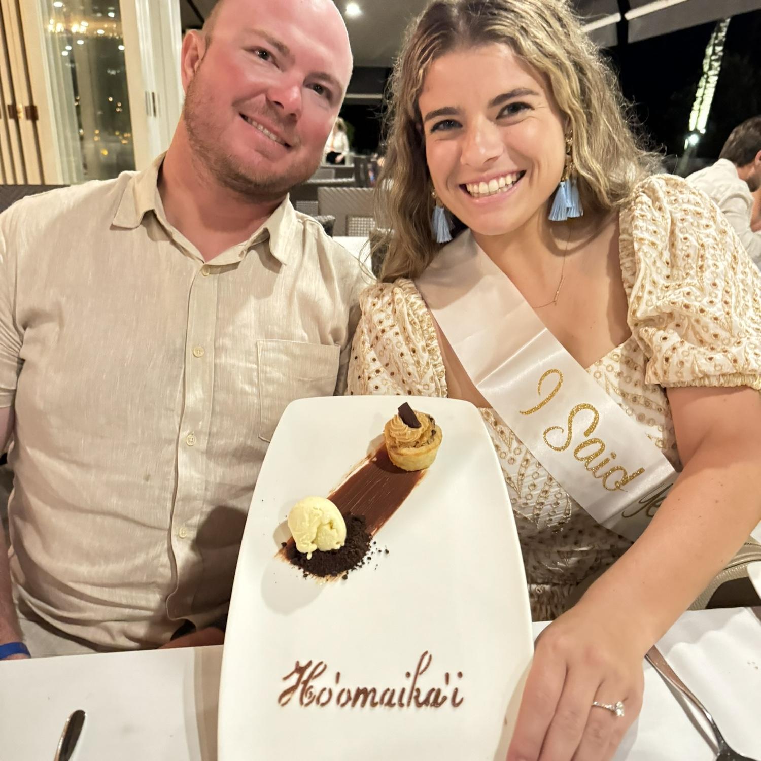 Celebrating at Merriman’s right after our engagement