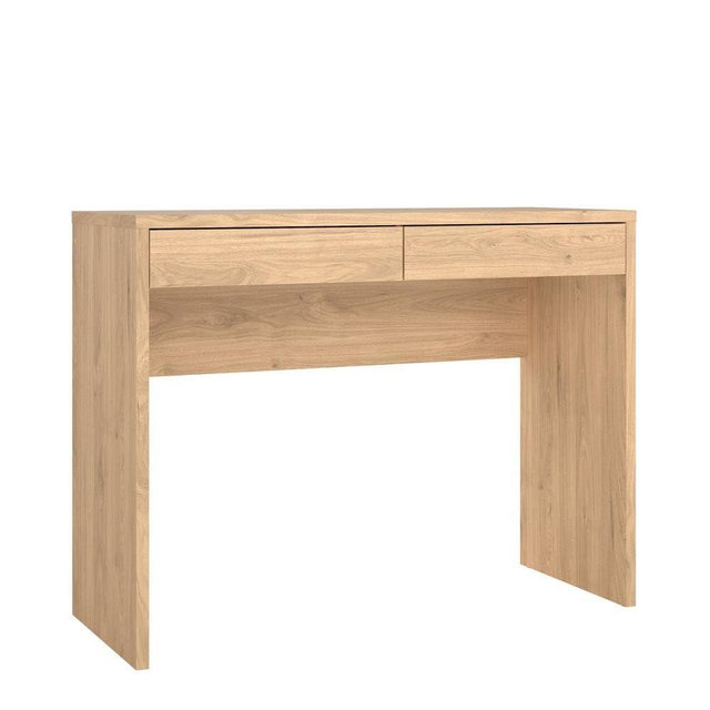 Furnifact Brown Wood Desk with Drawers, Writing Desk with Drawers for Home Office, Elegant Computer Study Table for Bedroom or Work from Home