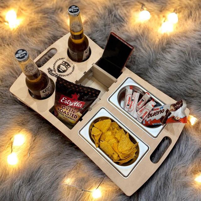 Couch snack bar TV trays Personalized gifts Gifts for him snack Serving solutions Snack time Phone stand Christmas gifts Gift for her Coffee