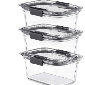 Rubbermaid Brilliance Glass Storage 4.7-Cup Food Containers with Lids Set of 3 Clear
