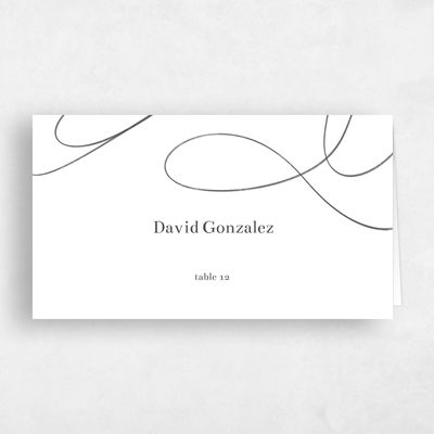 White Typography Wedding Place Card - Powell