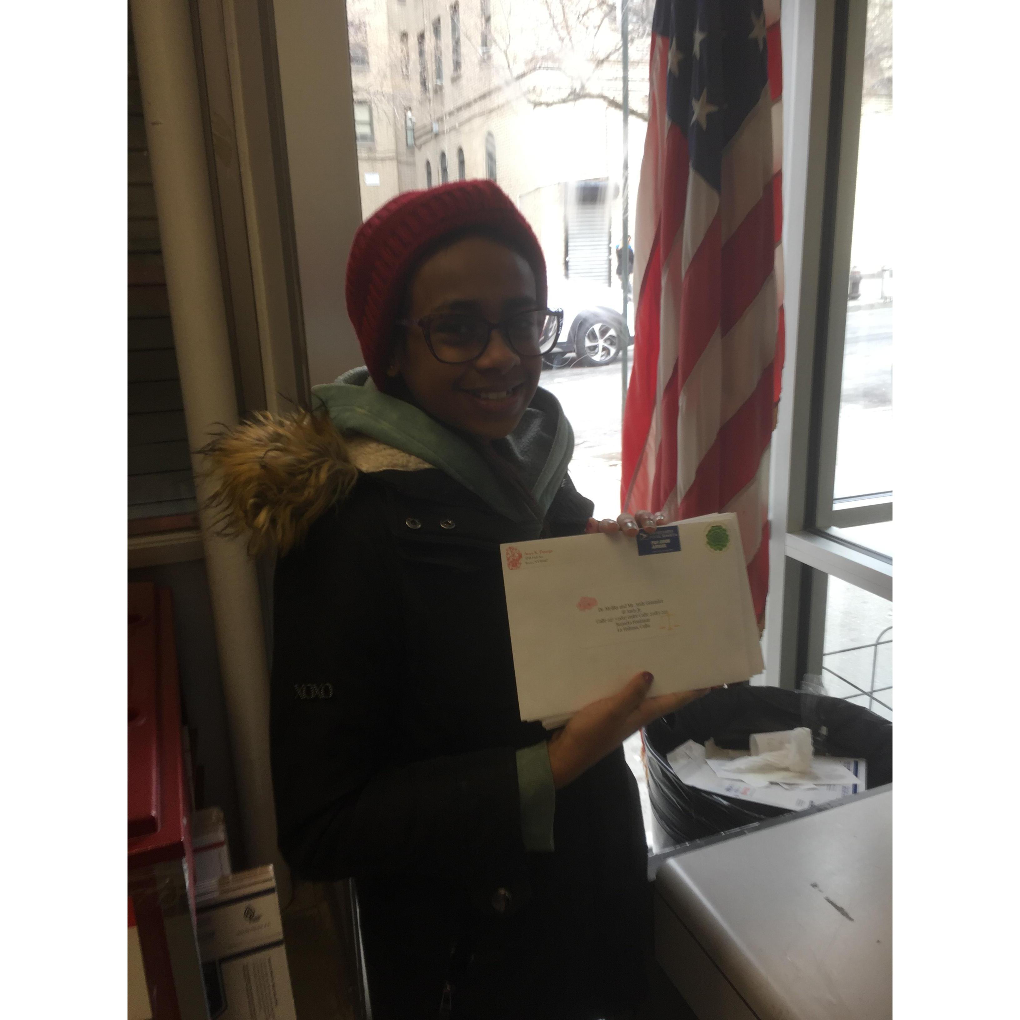 Jasmin mailing invitations.