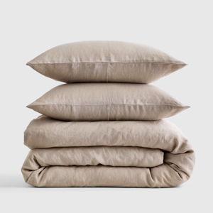 European Linen Duvet Cover Set - King/Cal King (Toffee Color)