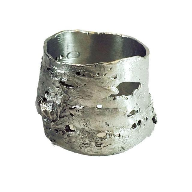 Birch Bark Napkin Ring Silver
