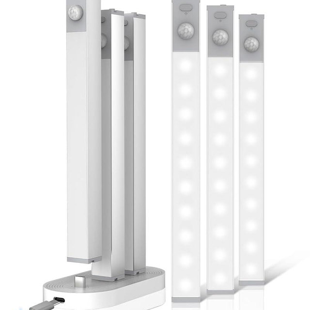 Goodea 6 Pack Led Under Cabinet Lights Wireless with Charging Station, 7’’ Rechargeable Motion Sensor Light indoor, Dimmable Closet Lights for Cabinets, Bookshelf, Stair, Hallway
