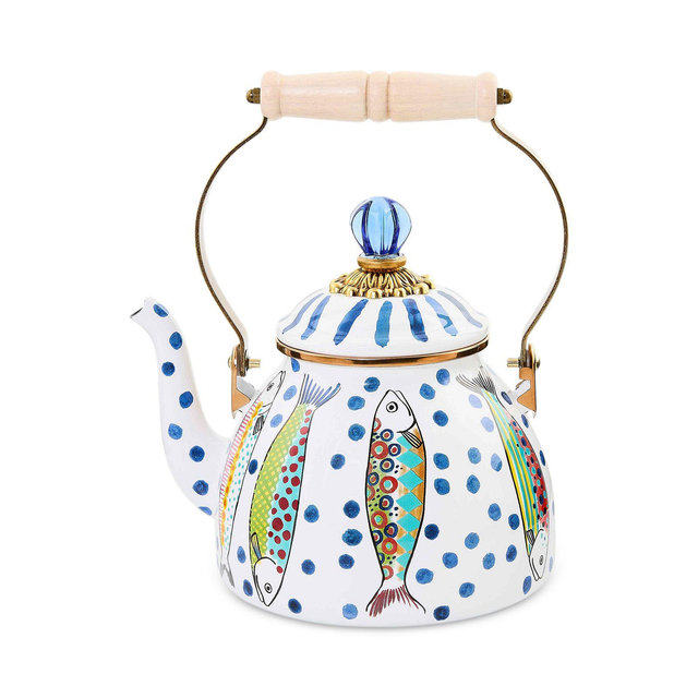 MacKenzie-Childs Go Fish 2 Quart Tea Kettle