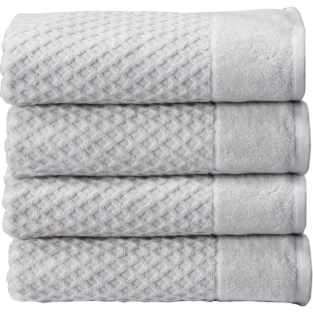 100% Cotton Quick-Dry Diamond Textured Bath Towel Set , Light Grey) - Great Bay Home