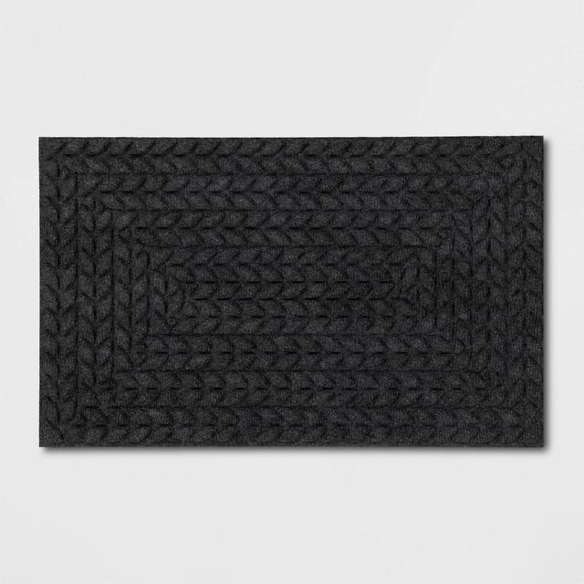 1'6"x2'6" Absorbing Embossed Rope Doormat Gray - Room Essentials™: Weather-Resistant Outdoor Mat, Botanical Pattern