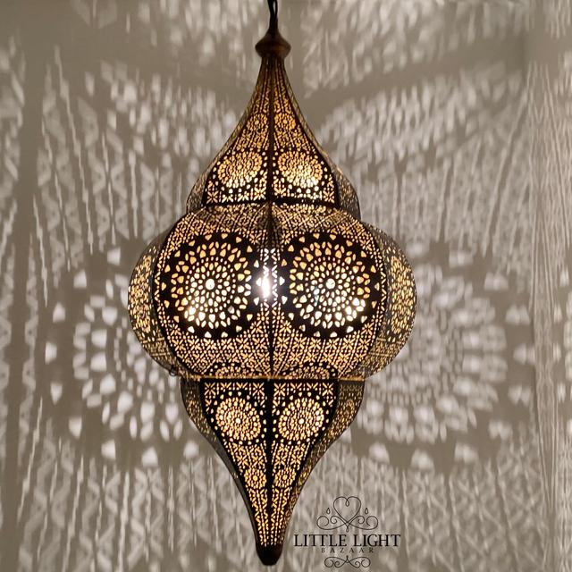 Aisha Moroccan Hanging Lantern - Gold