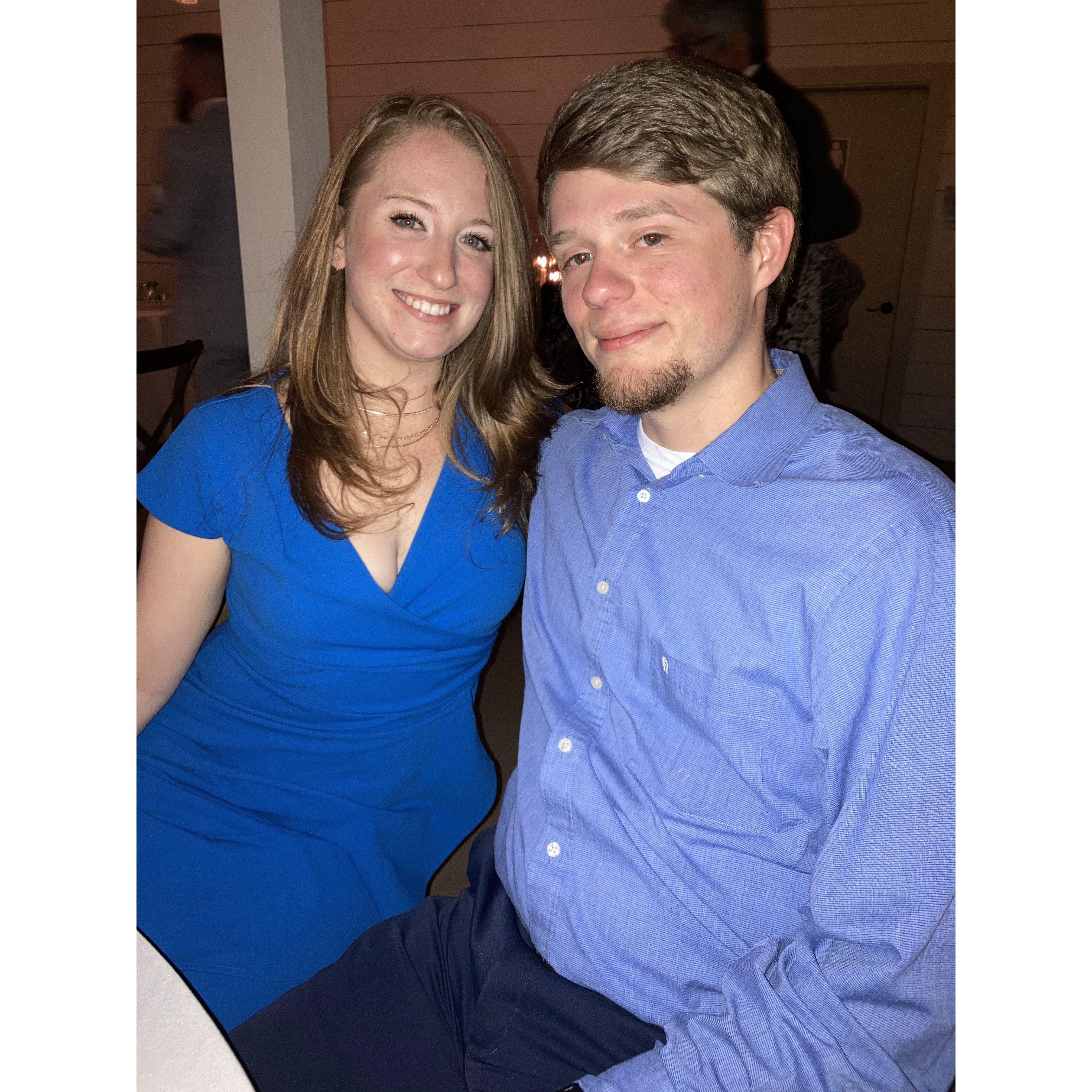 "Unintentionally" coordinating outfits at Hunter and Maria's wedding!