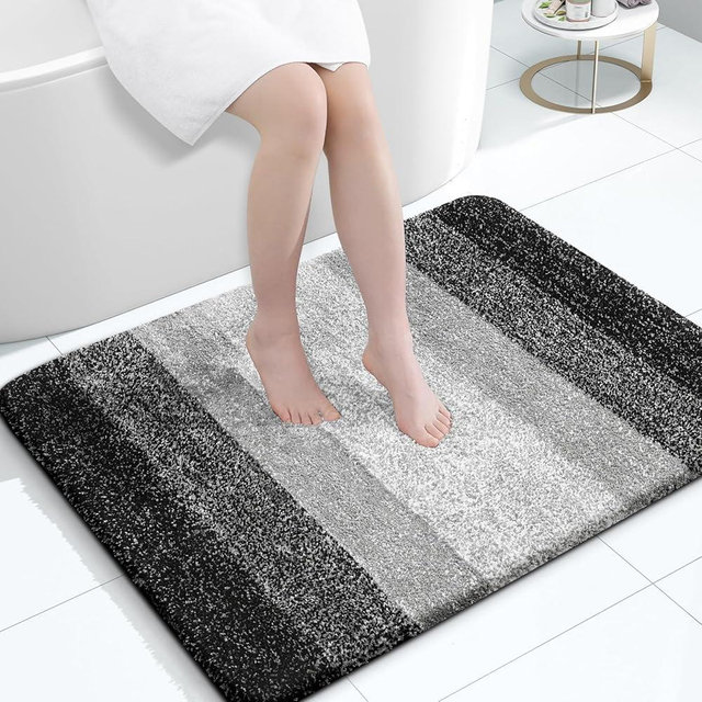 OLANLY Bathroom Rugs Mat 40x32, Extra Soft Absorbent Microfiber Bath Rugs, Rubber Backing, Quick Dry, Machine Washable Bath Mats for Bathroom Floor, Tub, Shower and Home Decor Accessories, Black