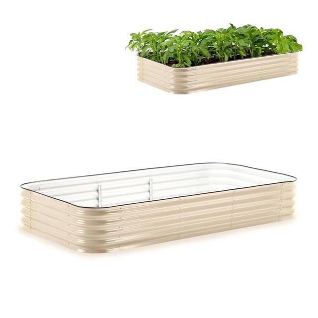 Epic Gardening 5-in-1 Modular Galvanized Metal Raised Garden Bed Kit, Food-Safe Planter Box for Vegetables & Herbs, Outdoor Plantation, Stainless Steel Planter for Gardening (Light Clay, 15" Tall)