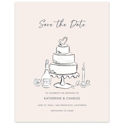 Linen, Beige Wedding Digital Save the Date - Hamilton Portrait