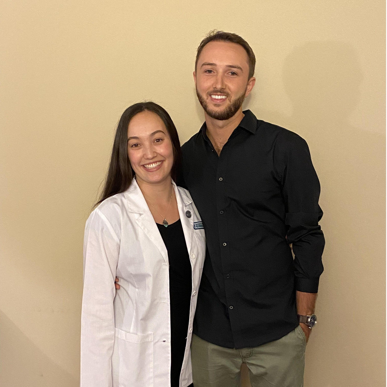 Our first picture together at Maya's White Coat Ceremony in 2020.