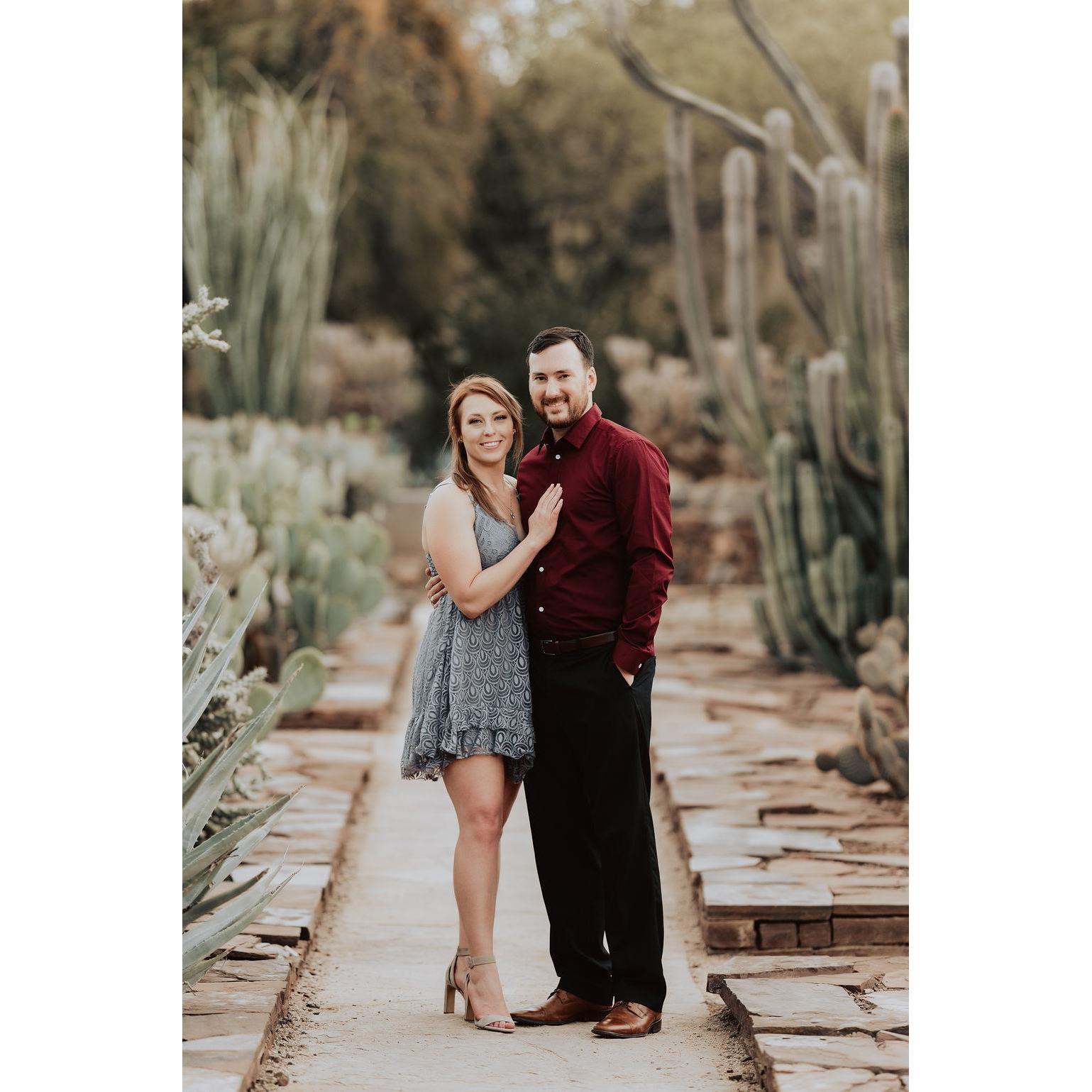 Engagement photos at the Desert Botanical Gardens