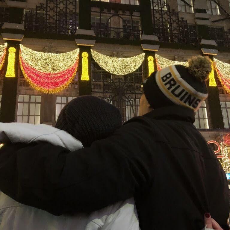 Watching the lights at Macy's for Christmas in the city during our first Christmas together