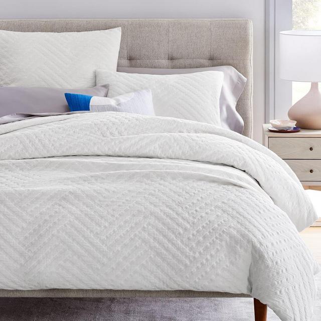 Parquet Texture Duvet, Full/Queen, White