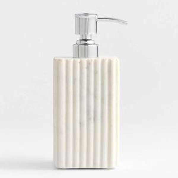 Carmen Fluted White Marble Soap Pump