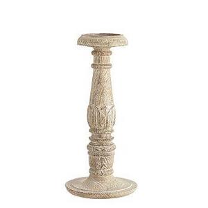 Carved Pillar Holder, Natural Distressed Wood - Medium 14''
