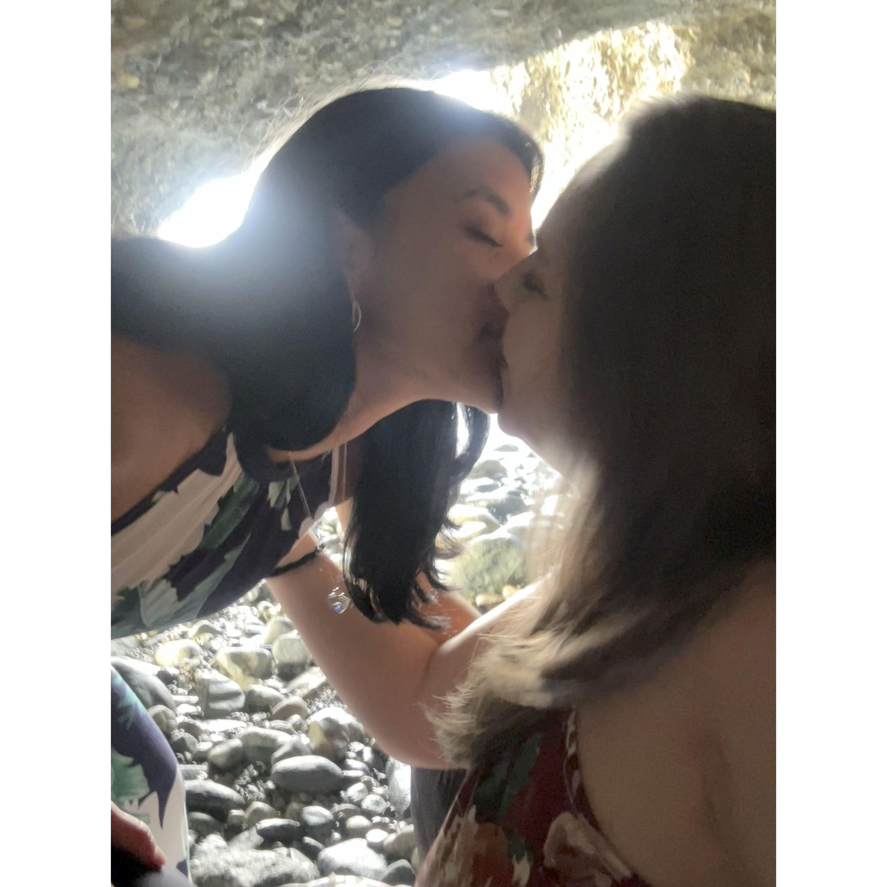 At a beach cave wedding! Quite a walk but worth the beauty. Jan 2025