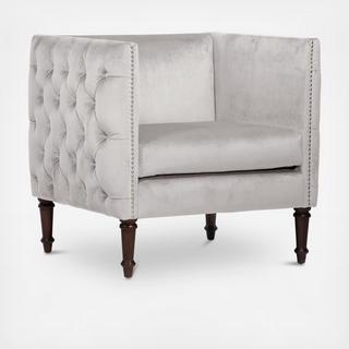 Velvet Nail Button Arm Chair