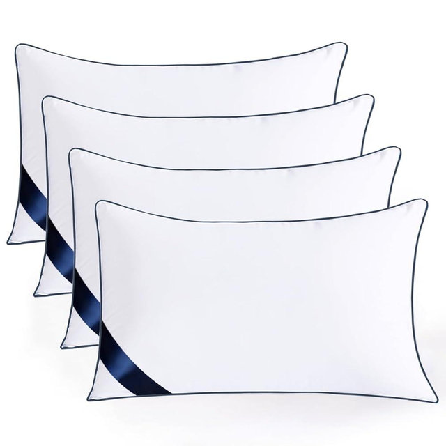 Pillows Queen Size Set of 4,Soft Microfiber Queen Pillows with Hollow Fiber,Hotel Quailty Bed Pillows for Sleeping 4 Pack for Back,Stoamch Sleeper