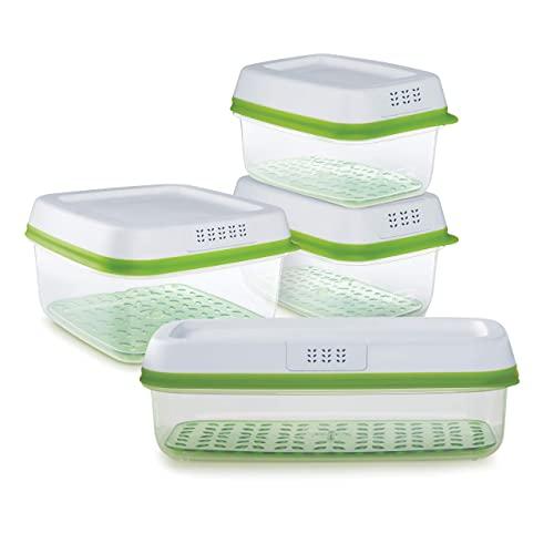 Rubbermaid FreshWorks Produce Saver Food Storage Containers, 8-Piece, Clear