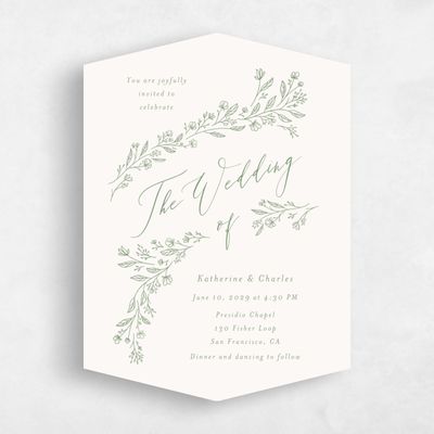 Green Diamond Wedding Invitation - Miette Portrait