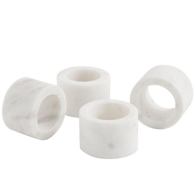 White Marble Napkin Ring, Set of 4