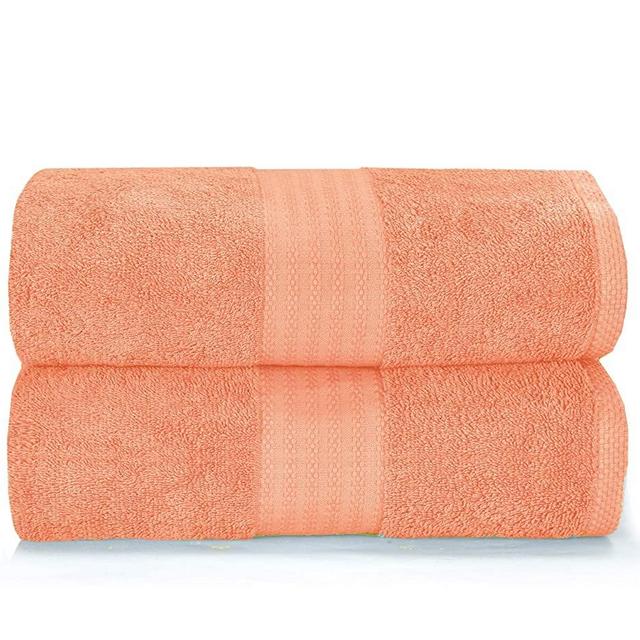 GLAMBURG Premium Cotton Oversized 2 Pack Bath Sheet 35x70-100% Pure Cotton - Ideal for Everyday use - Ultra Soft & Highly Absorbent - Machine Washable - Peach